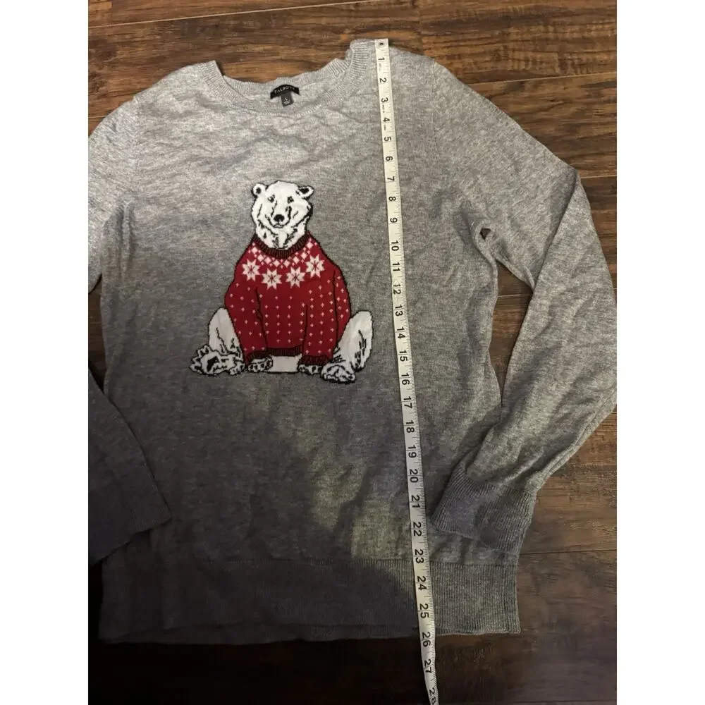 Talbots Cotton Blend Grey Sweater With Polar Bear In Sweater On Front Sz L